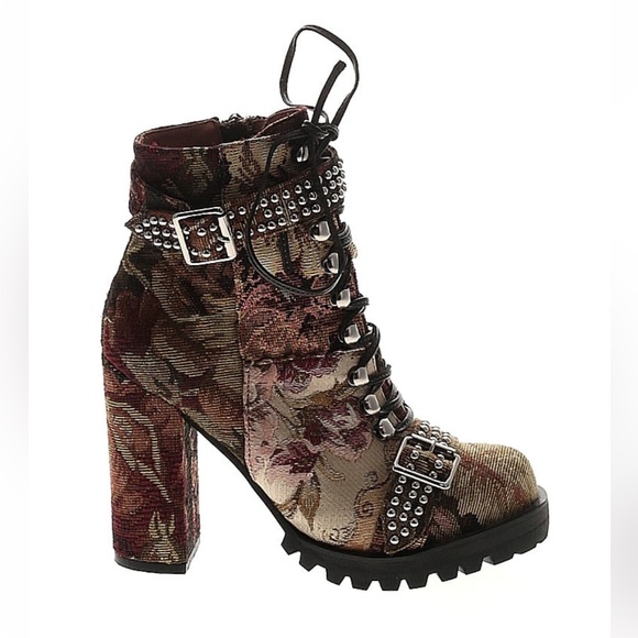 Jeffrey Campbell Lilith Block Heel Studded Floral Buckle Boots - Picture 5 of 6